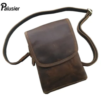 

Retro Crazy Horse Cowhide Men Waist Bag Belt Hip Bum Loops Genuine Leather Pack Phone Purse Male Casual Shoulder Crossbody Bag