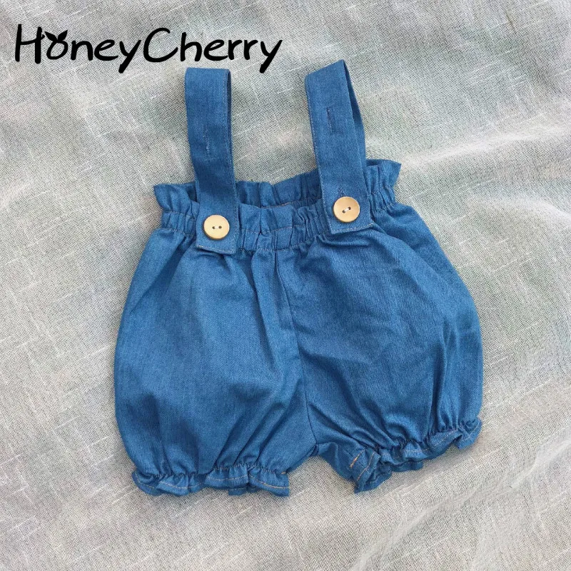 

2020 Spring All-match Baby Bib And Back Bow Shoulder Straps Cowboy Pants Denim Overalls For Baby Girls Jean Summer Children