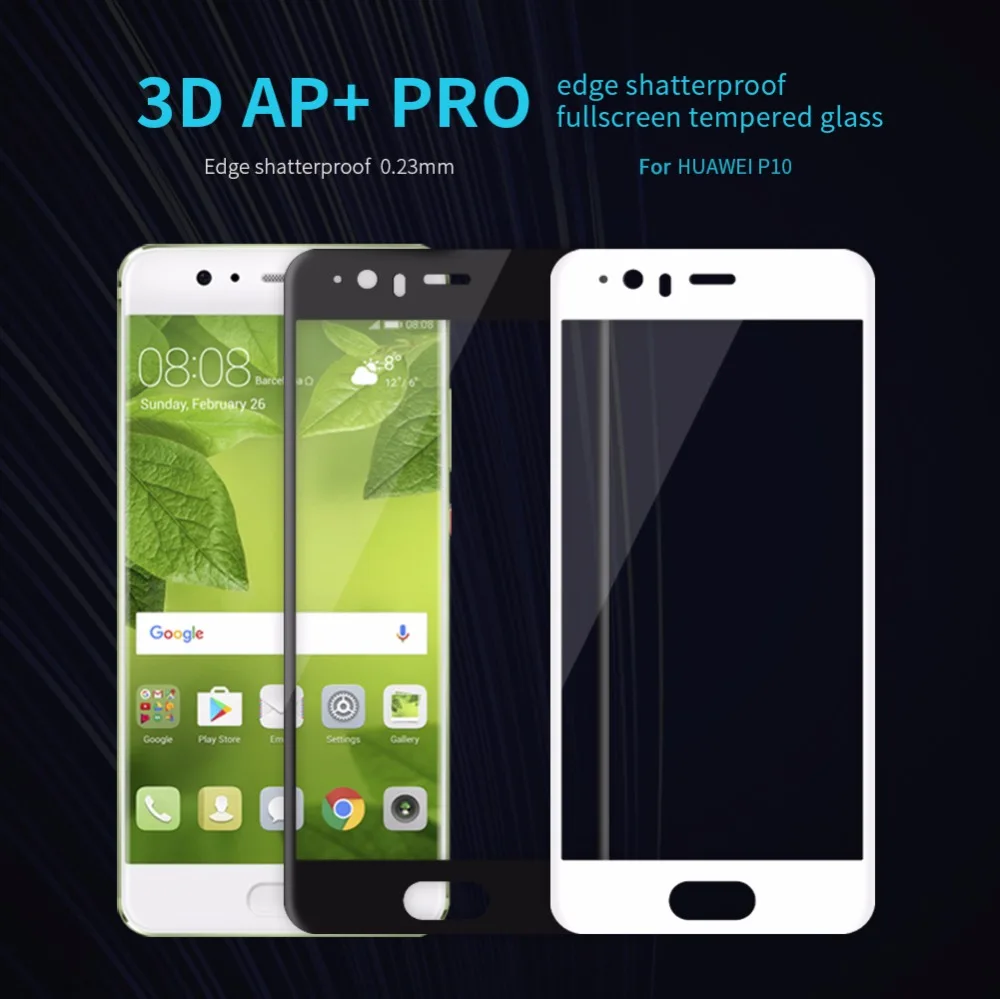Huawei p10 экран протектор nillkin 3d ap + pro 0.23 мм 9 h анти взрыв мягкий край полное покрытие