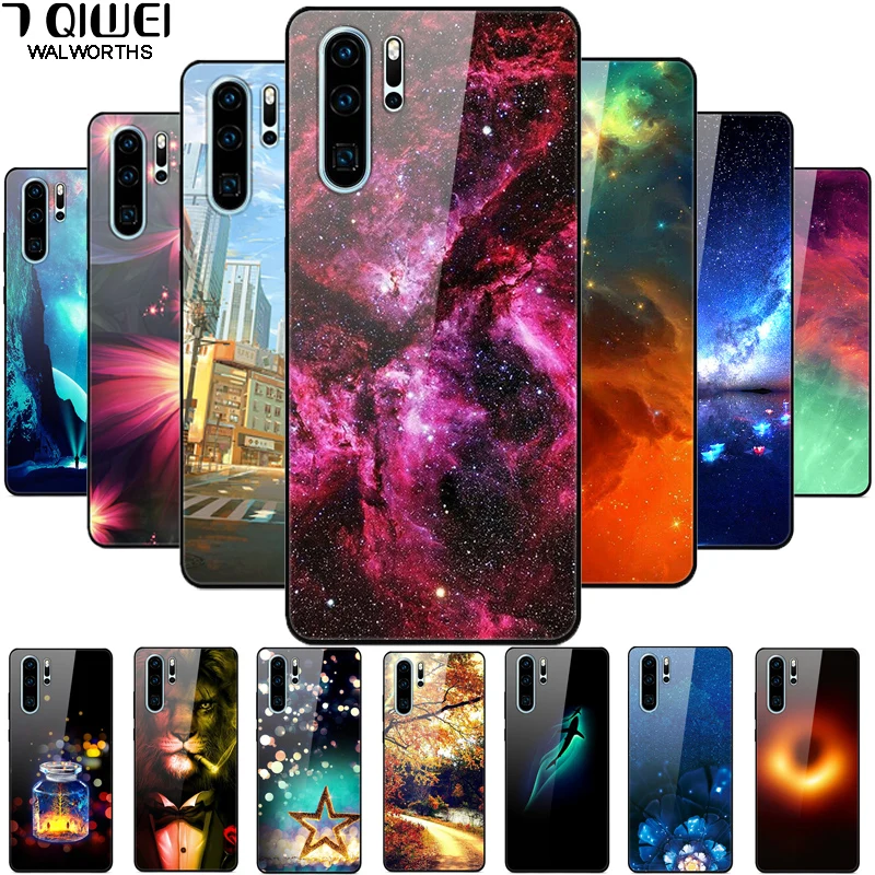 

B Tempered Glass Phone Case For Huawei P30 Pro P30Pro Hard Back Cover for Huawei P30 Lite Cases P30Lite Coque for Huawei P30
