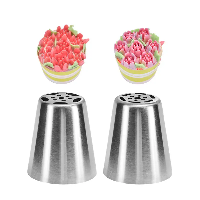 

VOGVIGO 2pc Rose Flower Russian Nozzle Icing Piping Pastry Nozzle Tips Stainless Steel Cream Tube Cake Decorating Mold Tools