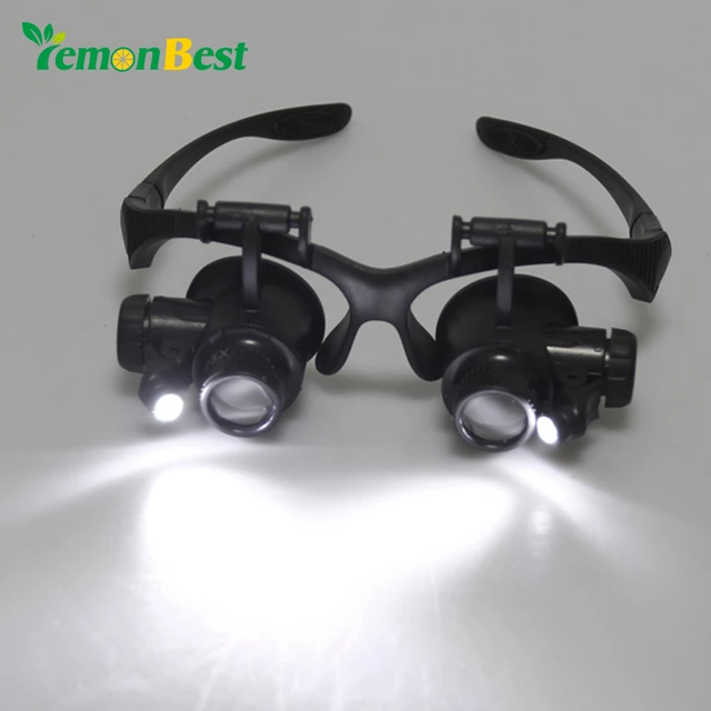 10X 15X 20X 25X Magnifying Glasses Resin Lupa Eye Jewelry Watch Repair Magnifier  Glasses With 2 LED Lights New Loupe Microscope - AliExpress