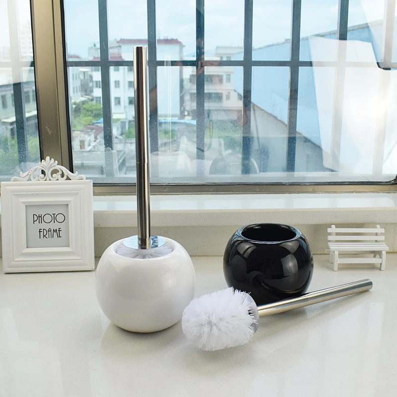 Buy White Black Bathroom Cleaning Brush Holder with