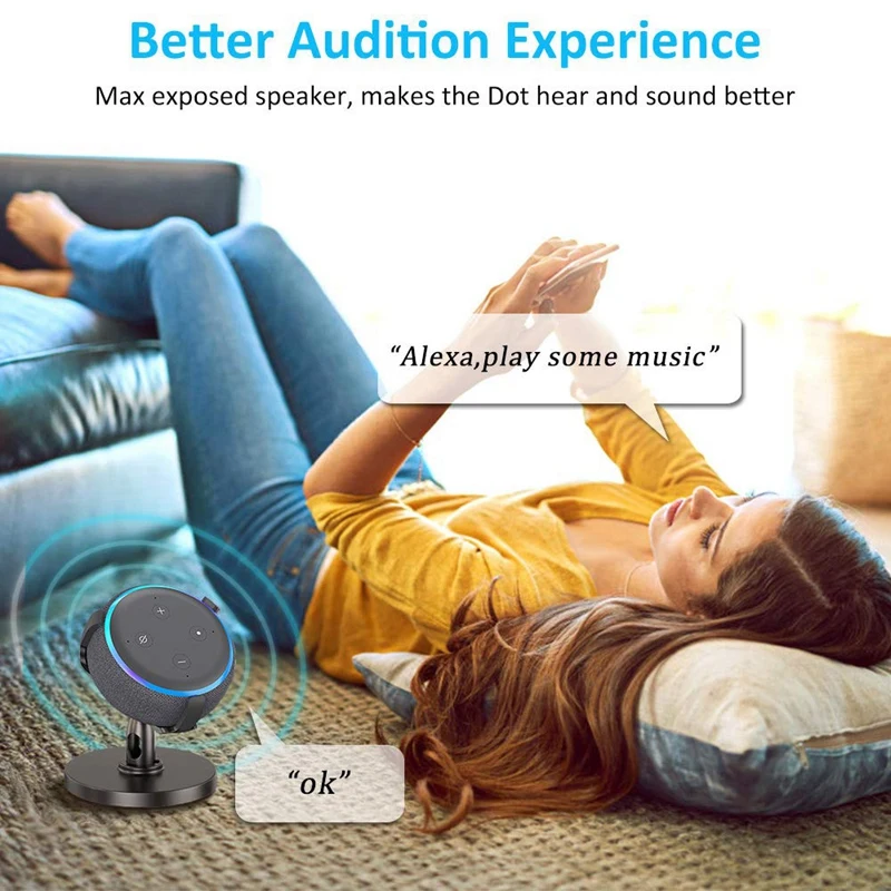 Настольный держатель для Echo Dot 3-го поколения, регулируемая подставка на 360 ° для умных домашних динамиков, улучшает видимость звука