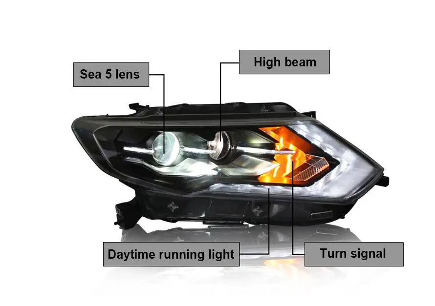 2 шт. автомобильный головной светильник для X-Trail Rogue Head светильник s~ /~ год rogue Head светильник x trail xtrail DRL HI LO HID xenon