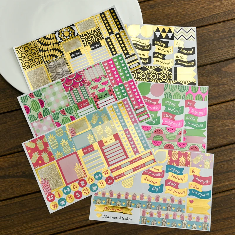 Summer Watermelon/Pineapple/Golden Pattern Stickers Set ...