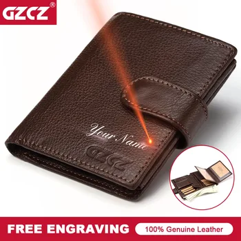 

GZCZ New Genuine Leather Men Wallet Luxury Male Wallets Man Hasp Purse With Photo Holder And Card Holder High Quality Portomonee