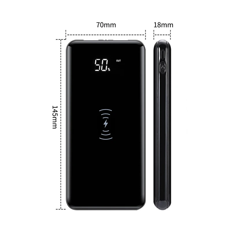 Lcd 10000mAh QI Беспроводное зарядное устройство 2A Dual USB power Bank для iPhone X 8 samsung S9 зарядное устройство 5W Беспроводная зарядная площадка