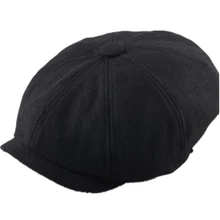 Новинка, зимняя мужская шерстяная восьмислойная шапка newsboy Capboina, Ms. Baker, мужская шапка в стиле ретро, большая мужская шапка, Boina, Черный берет, BLM05