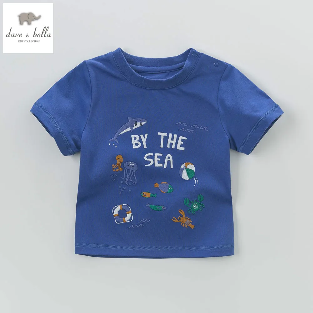 

DB4593 dave bella summer baby boys blue printed t-shirt boys toddle boys tees kids top