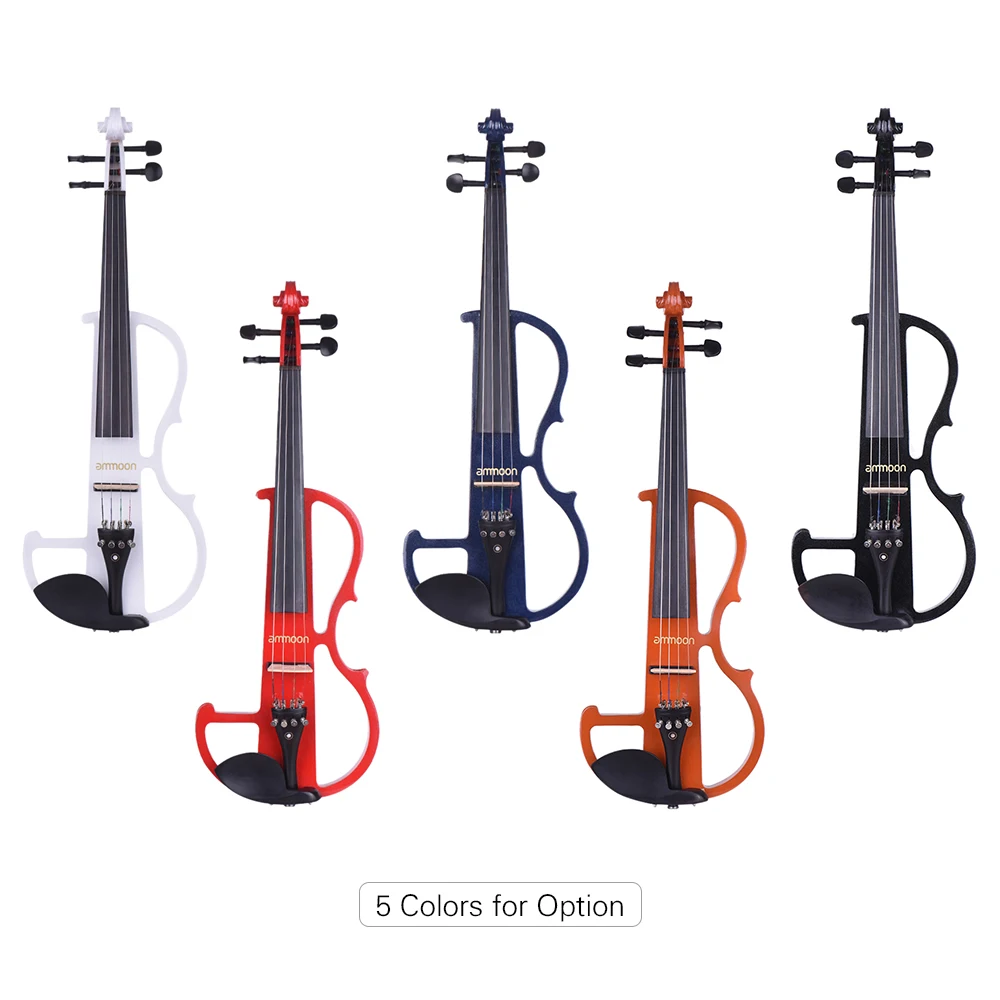 ammoon Full Size 4/4 Solid Wood Electric Silent Violin Fiddle Style 2 ...