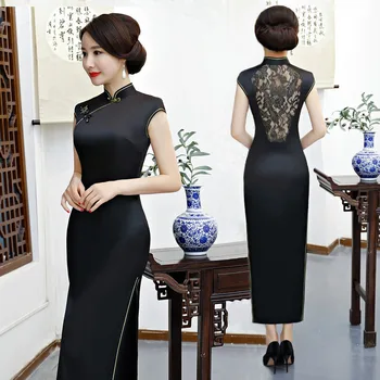 

Novelty Summer Womens Long Cheongsam Vintage Chinese Style Dress Sexy Slim Lady Rayon Qipao Vestidos Size M L XL XXL XXXL 92891