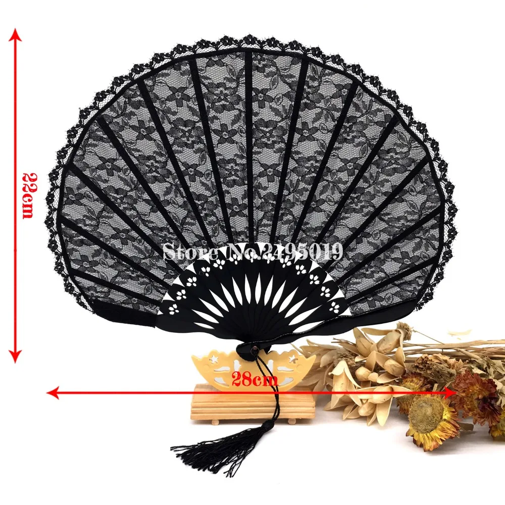 1 шт. баттенбергское кружево вентиляторы черная круглая ракушка складной ручной вентилятор винтажное нарядное платье костюм китайский подарок ремесло