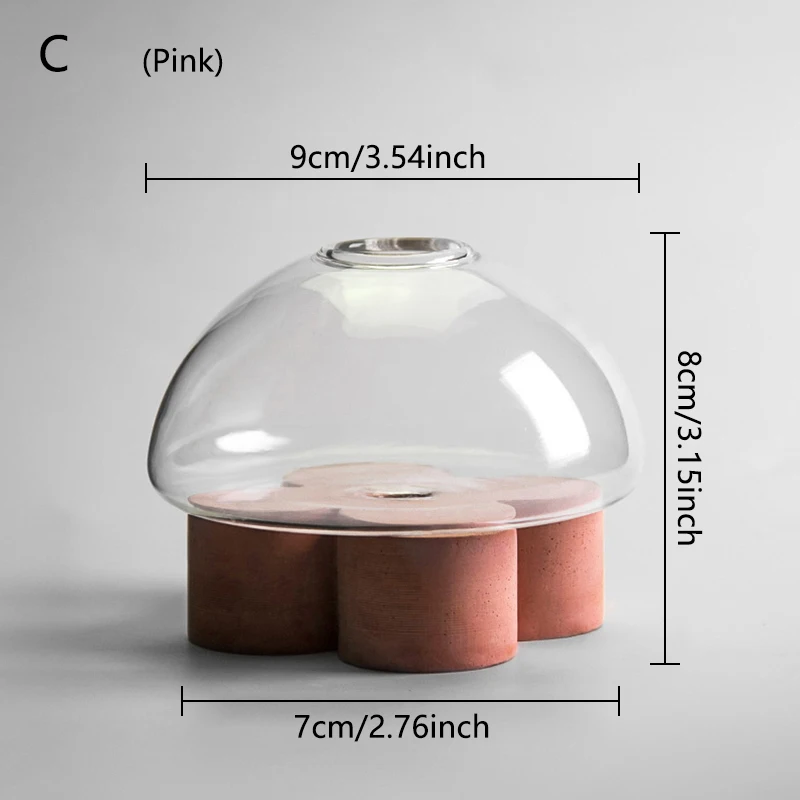 Прозрачная ваза Гидропонные вазы для растений в скандинавском стиле цветочный горшок гипсовая ваза стеклянные настольные растения домашний бонсай украшение стола - Цвет: C(Pink)