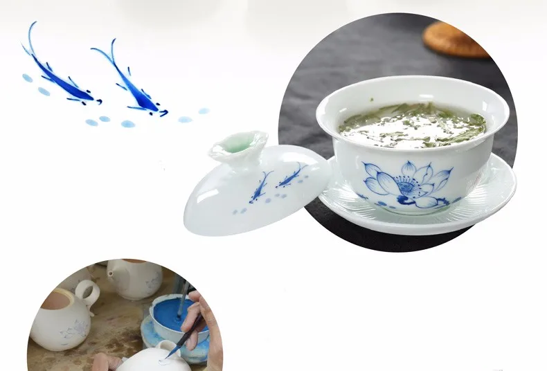 TANGPIN керамический чайник расписанный вручную gaiwan fish чайная чашка из фарфора Китайский кунг-фу чайный сервиз, кружка для вина