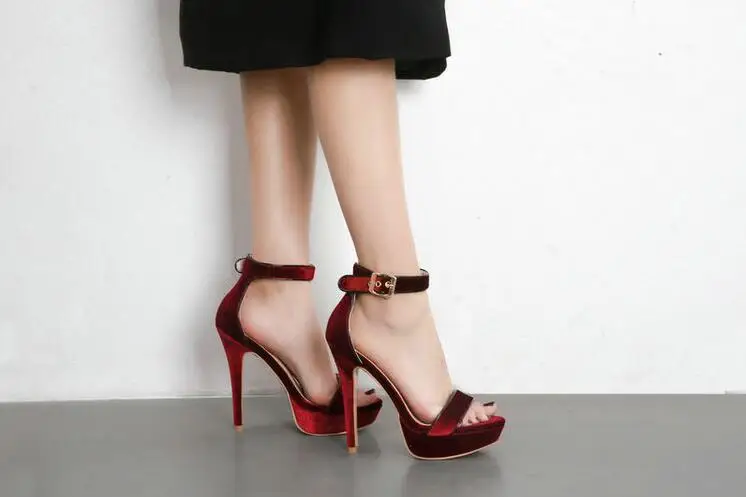 Sexy-Wine-Red-Platform-Sandals-Women-Velvet-Ankle-Strap-High-Heel-Dress-Shoes-Cut-out-Peep (4)