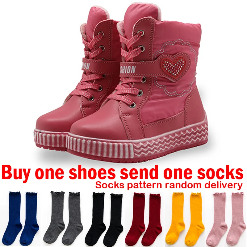 

Kids Snow Boots For Girls Winter Shoes For Children Waterproof Fur Boots Child Snowshoes Girl Warm Plush Soft Pink black