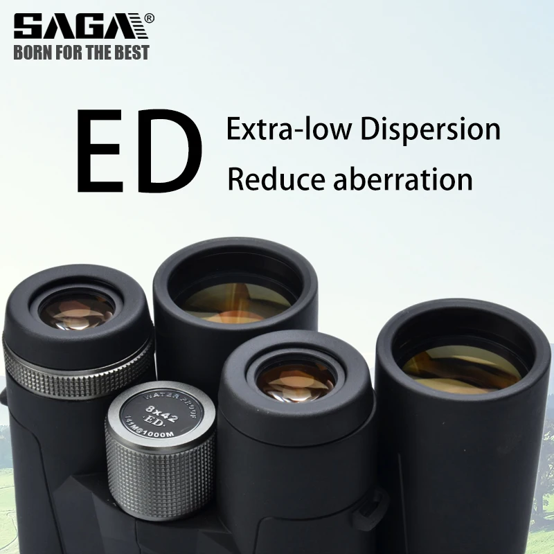 ساغا عالية الوضوح 8x42 10x42 إد عدسة التخييم الصيد نطاقات مناظير العدسة كبيرة تلسكوب المهنية مجهر HD