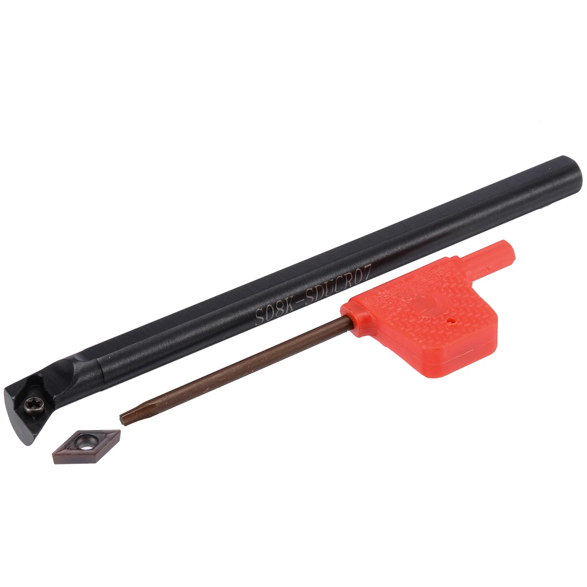 125mm Right Hand S08K-SDUCR07 Boring Bar + DCMT0702 Lathe Tuening Tool Carbide Insert + Wrench