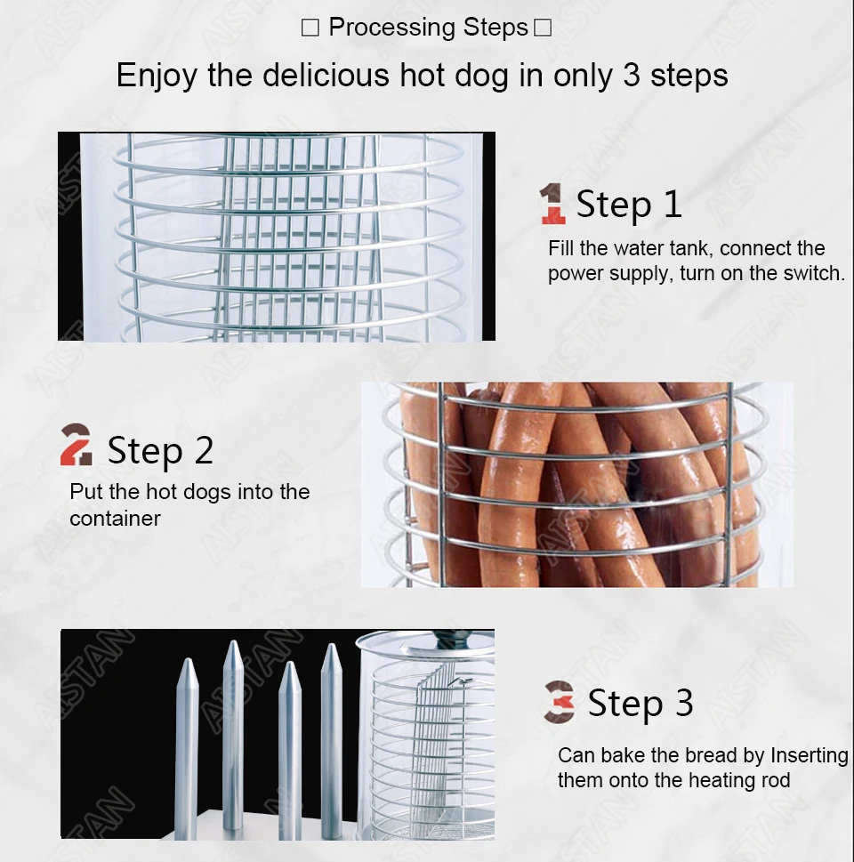 HHD1/HHD2 stainless steel electric commercial hot dog machine for kitchen equipment