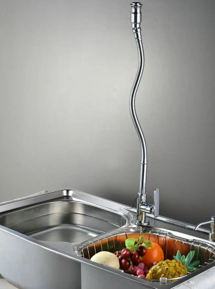 Одиночный холодный только вращение Гибкая Кухонная Раковина Поворотный кран хром полированный смеситель для раковины FF-A52