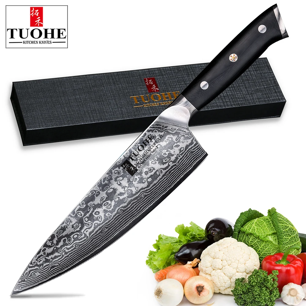 TUOHE Professional Chef Knife 8 inch Gyutou Japanese Damascus Steel High Quality Kitchen Knives
