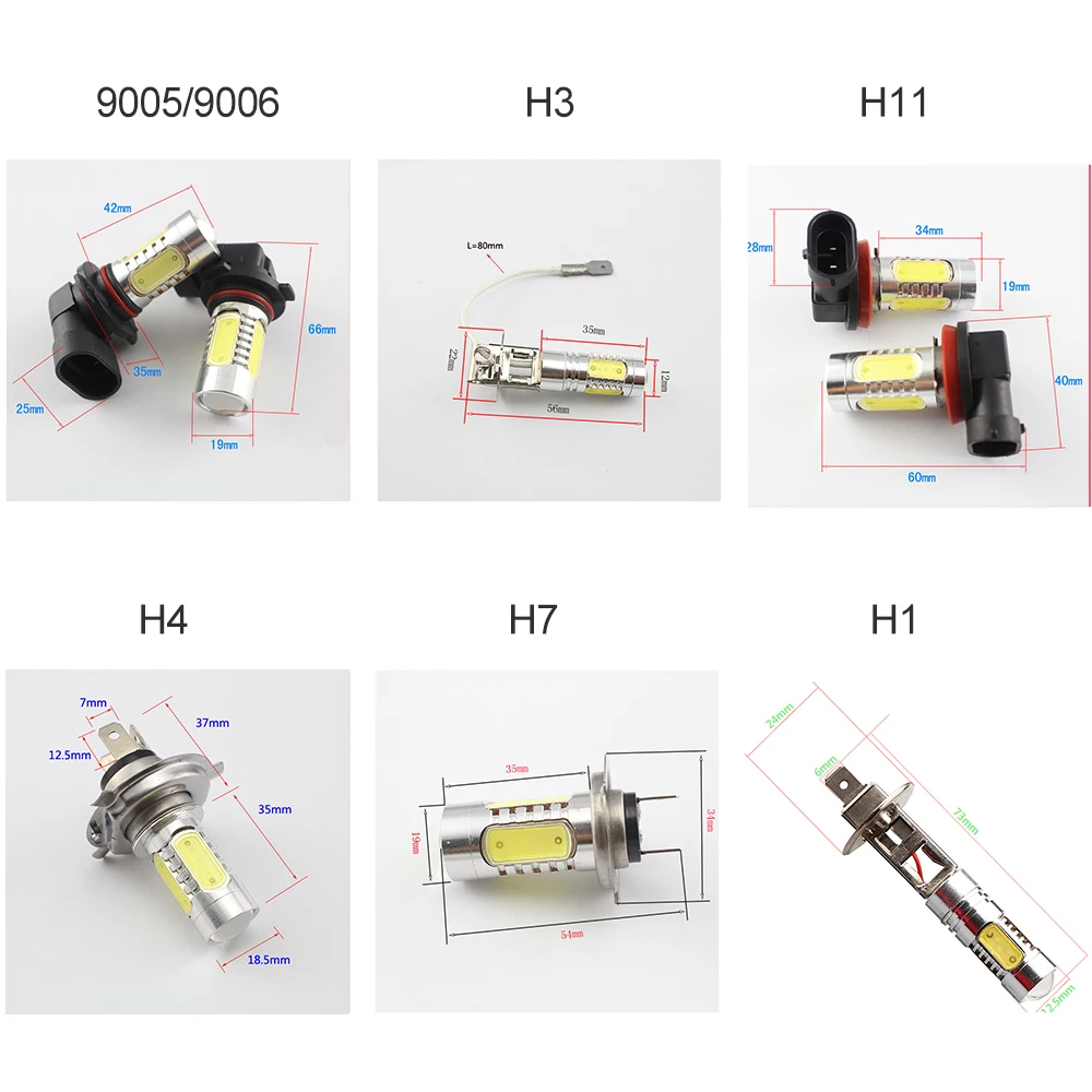 YM E-яркий 2 шт 12В 24В H1 H3 COB 7,5 W H11 H4 H7 9005/HB3 9006/HB4 автомобиля Противотуманные огни Светодиодный свет авто лампы 6500 к фар линзы