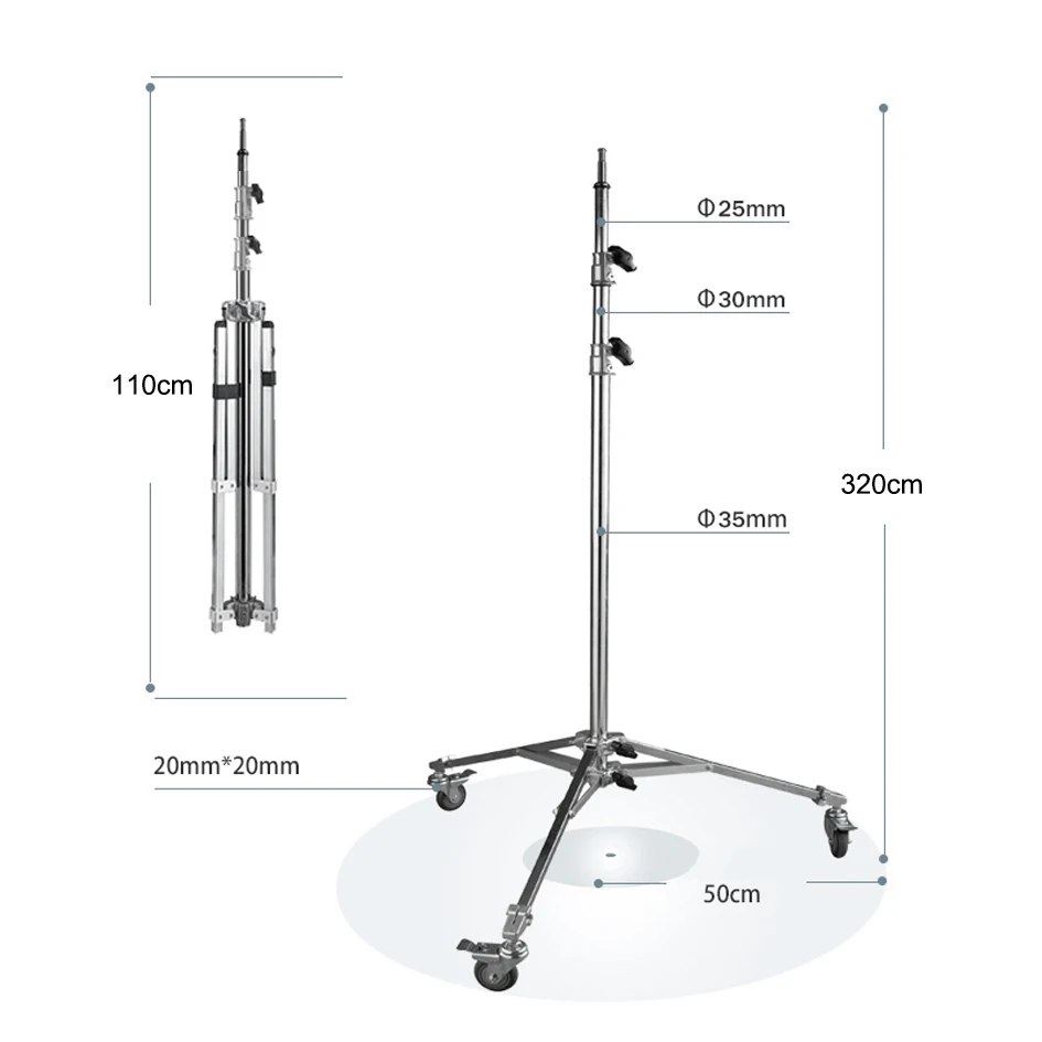 ALUMOTECH 10 Feet height Load 22 lbs Heavy Tripod stand with wheel For camera studio Moive
