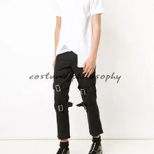 27-44! Новинка Для мужчин мужская одежда плюс размер мужской тонкий обтягивающие штаны брюки длиной до щиколотки узкие брюки джинсы этап певица костюмы