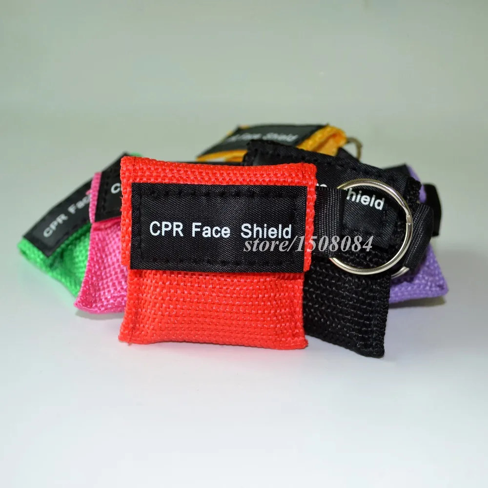 Опционально цвет 50 шт./лот маска для искусственного дыхания при реанимации защитный экран CPR брелок с односторонним ветрозащитные маски