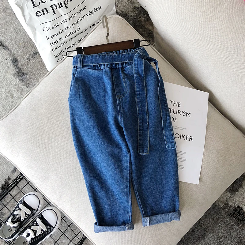 Calças de Brim Casual com Cintura Nova Primavera Outono Item Menina Esportes Calça Jeans 2020 10 High Quality Mamãe e Bebê