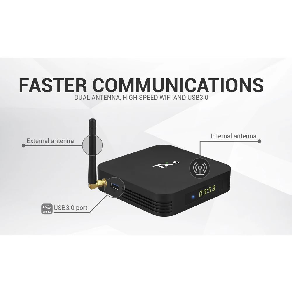 Wechip TX6 Android 9.0 TV BOX 4G 32G Allwinner H6 Quad core 2.4G+5G Dual Wifi BT 4.1 4K TV BOX HD H.265 Youtube Set Top Box