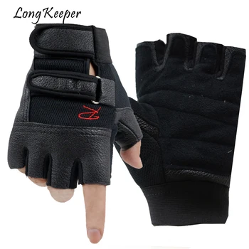 

LongKeeper Luxury Men Tactical Gloves Male PU Leather Half Finger Sports Fitness Gloves Mens Military Fingerless Glove Mittens