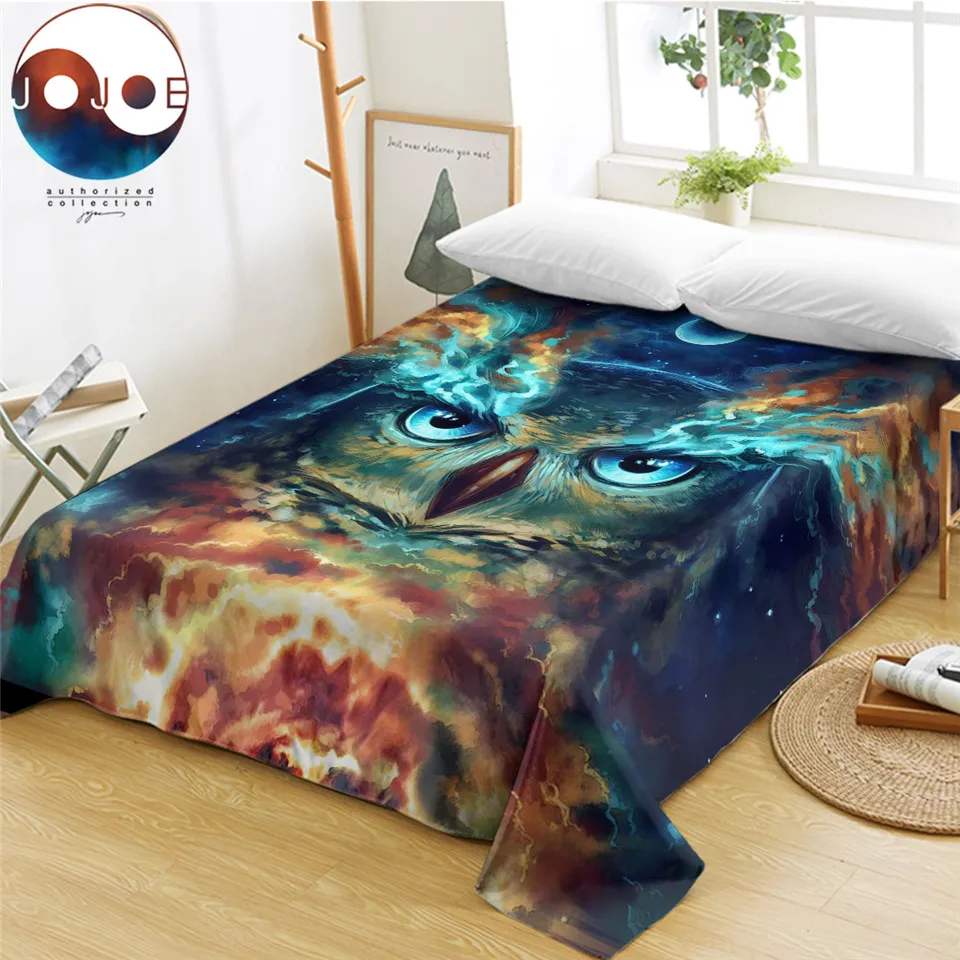 

Nebowla by JoJoesArt Bed Sheets Psychedelic Owl Flat Sheet Moon Galaxy Bedspreads Animal Radiance Bed Linen One Piece Queen