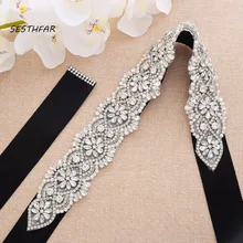 Большой Размеры лента для свадебного платья ремень с жемчуг серебро хрустальные бусины Стразы пояс невесты для свадьбы Выпускной J139S