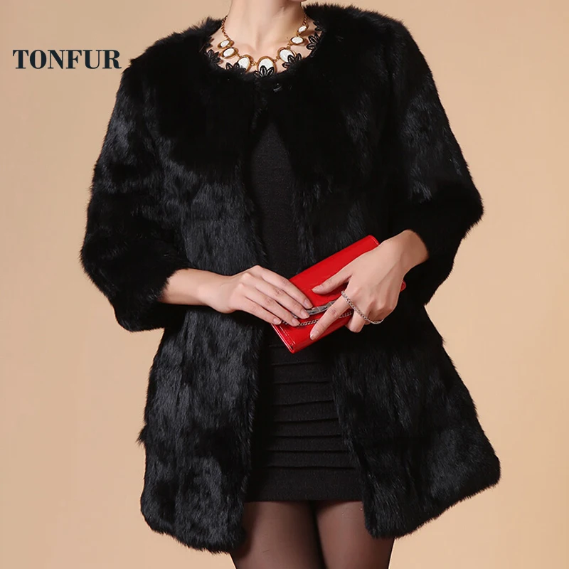 

2019 New Arrival Full Pelt 100% Real Rabbit Fur Coat Custom Made Pure Genuine Full Fur Coat FP654