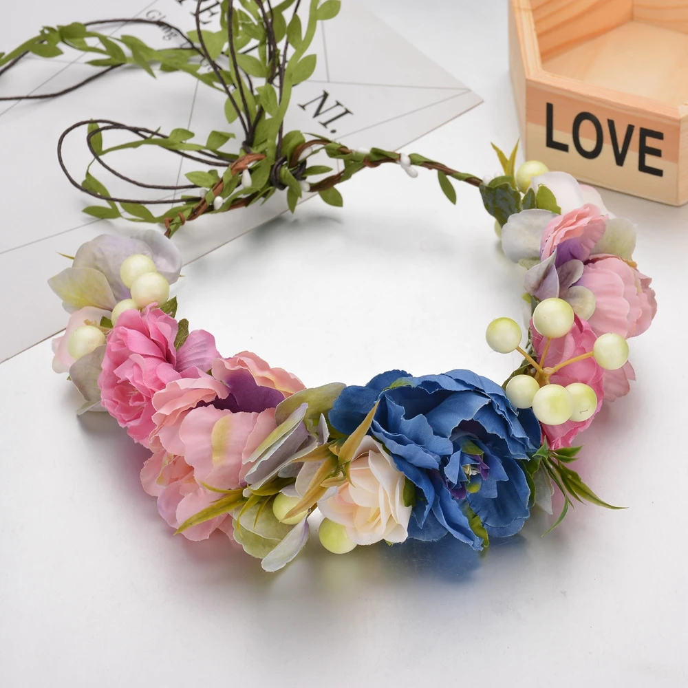 Flower Wreath Headband Floral Crown Garland Boho for Festival Wedding