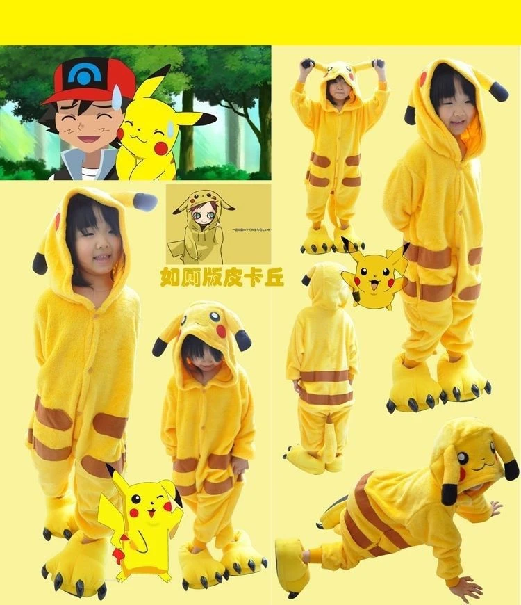 子供ホット販売ポケモンピカチュウパジャマパジャマ子供のための大人のハロウィーンカーニバルクリスマスアニメコスプレ衣装パーカーローブ Robe Fleece Costume Catrobe Towel Aliexpress