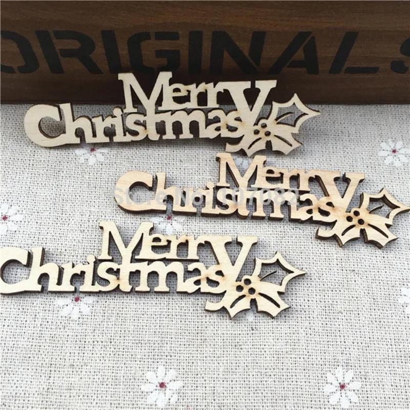 

10pcs 9.2x2.5cm Letter Merry Christmas Chipboard Confetti Chips Tags Embellishments Pendants DIY Christmas Party Crafts