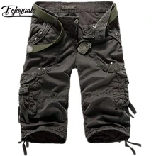 FOJAGANTO, новинка, мужские короткие брюки карго, мужские шорты с несколькими карманами, модные однотонные уличные мужские шорты(без пояса