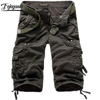

FOJAGANTO New Men Cargo Short Pants Male Shorts Multi Pocket Fashion Solid Color Street Men's Shorts (No Belt)