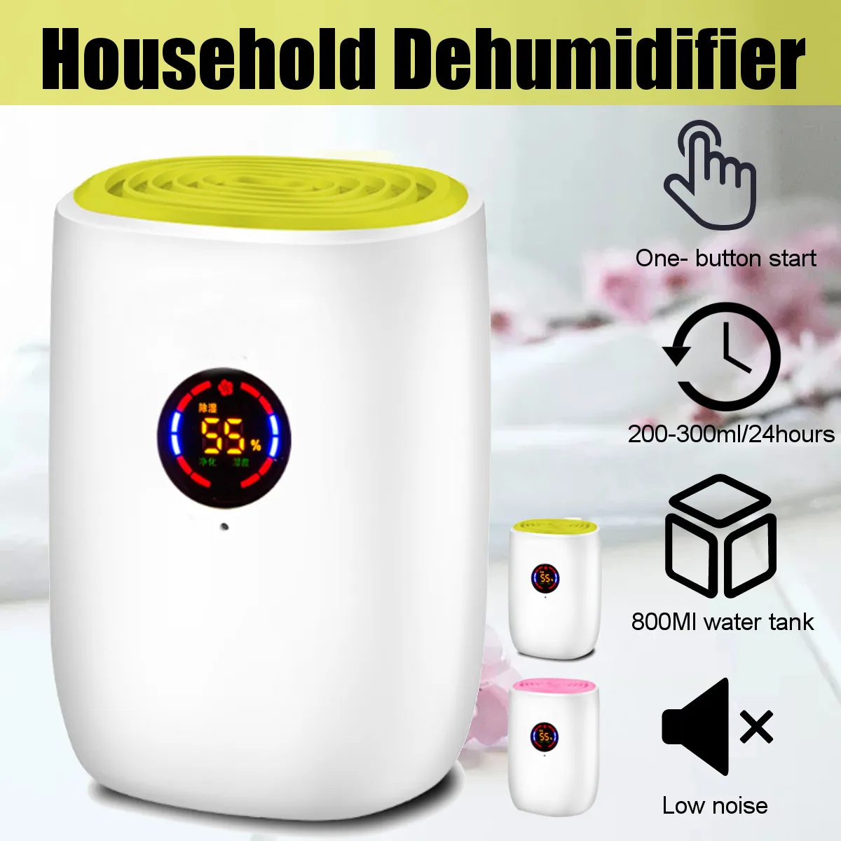 

800ml Electric Mini Portable Air Dehumidifier for Home LED Display Electric Room Dehumidifier Purifier Machine 100-240V