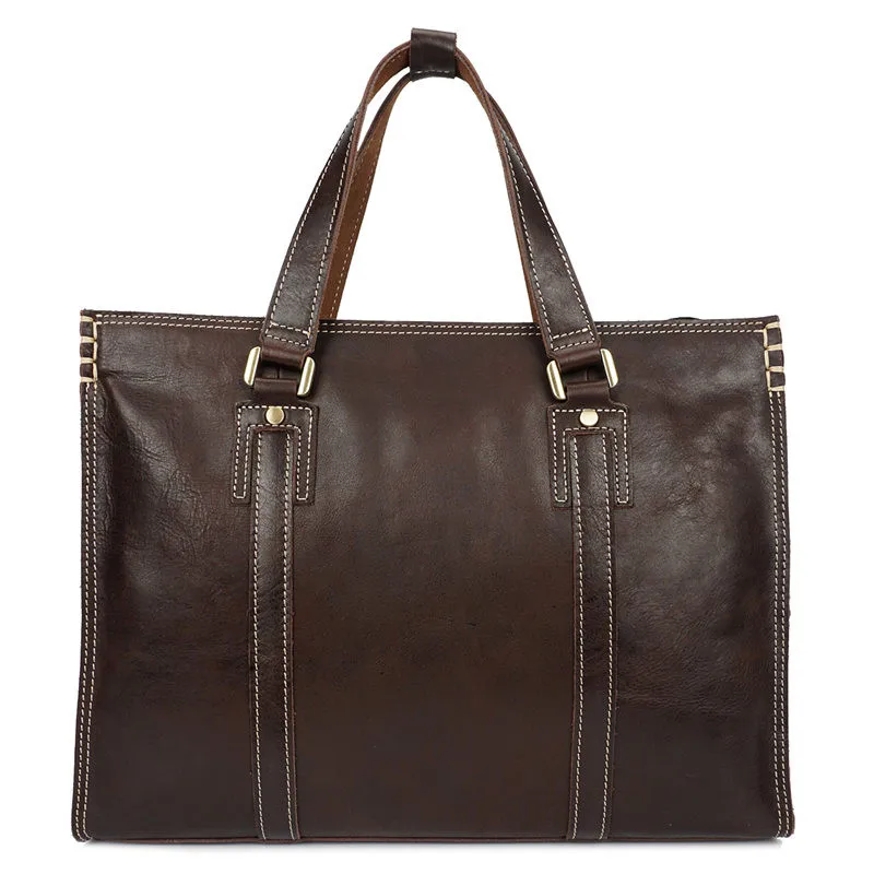 Nesitu Vintage Men Briefcase Genuine Leather Handbags Office Bags for Mens Messenger Bag Men Real Leather Laptop Bag #YD8083