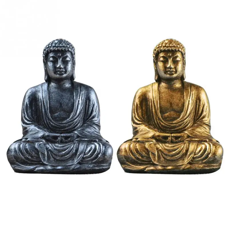 

Mini Resin Gold Silver Buddha Statue Sculpture Meditating Antique Style Home Decor Ornament Feng Shui