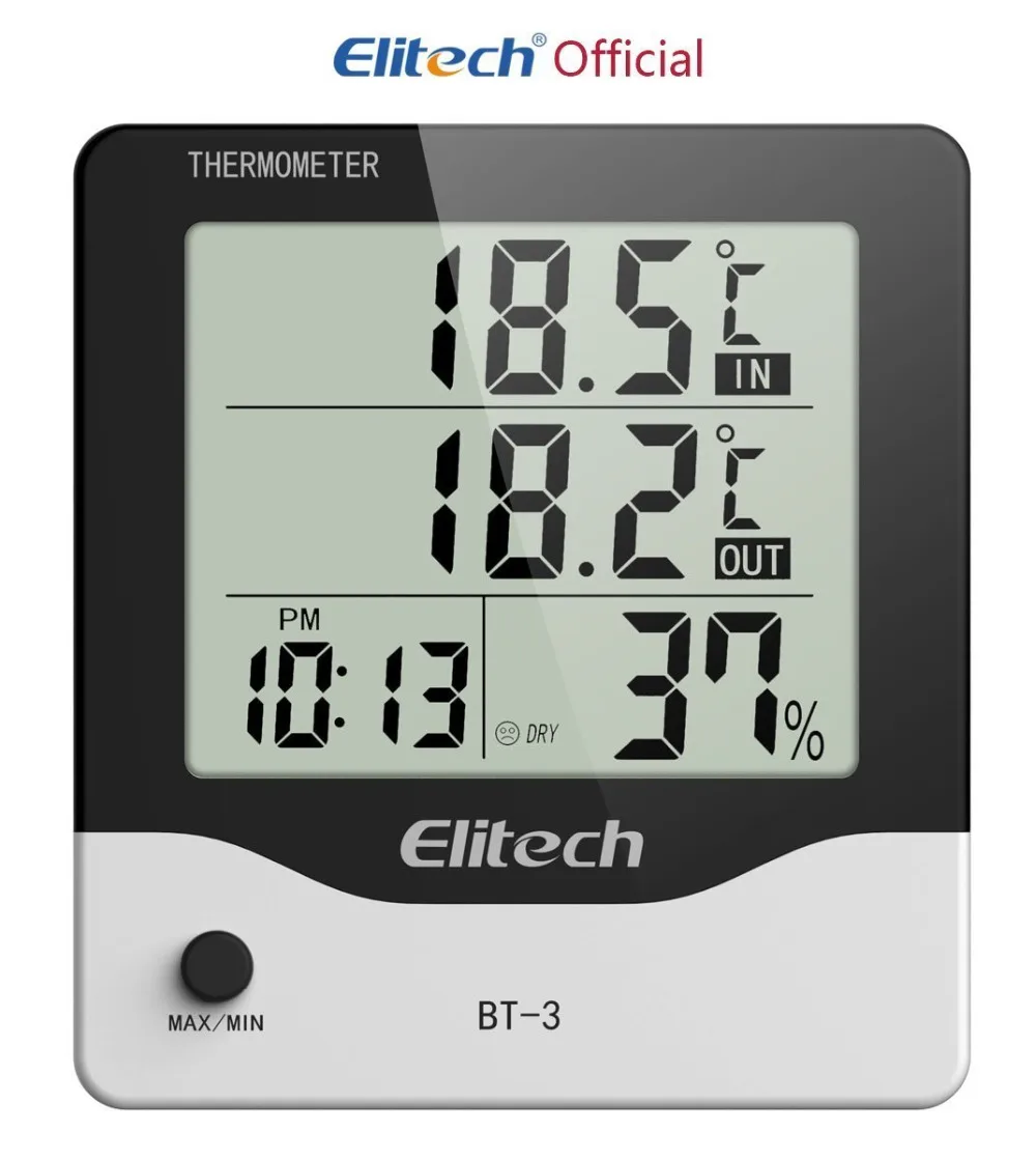 

Digital LCD Thermometer Hygrometer Temperature Humidity Indoor Outdoor Thermometer with Clock and Min/Max Value