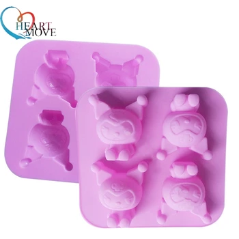 

HEARTMOVE Cake Design Cartoon Series 4 Cavity kuromi mini Cake Silicone Bakeware Cake Decorating Silicone Nonstick Mould 9537