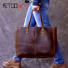 AETOO Europe and the United States retro hand-Crackle large-capacity handbag horizontal Tote bag handbags leather bag