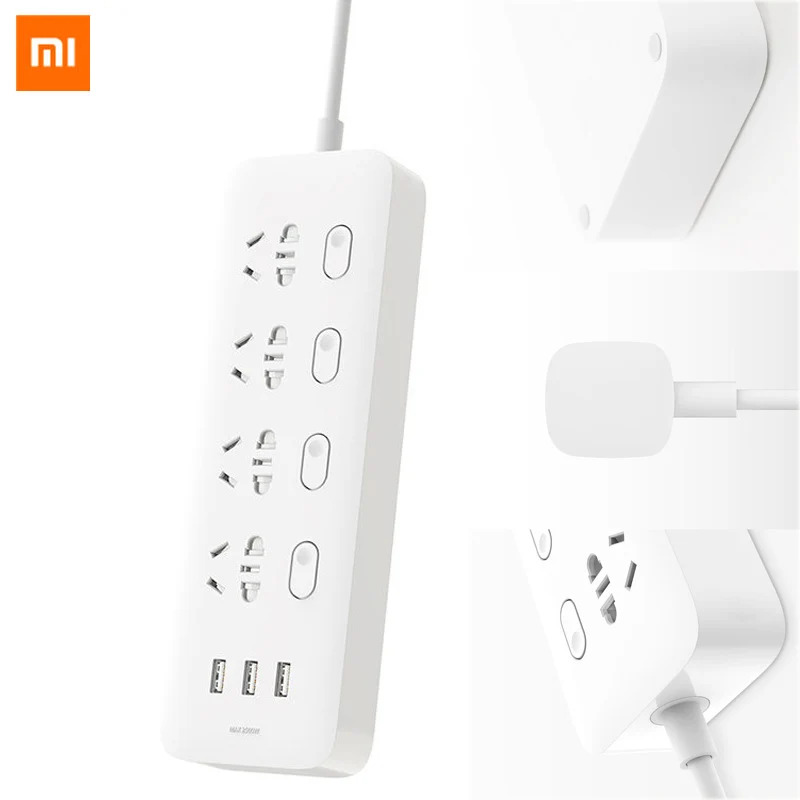 Xiaomi разъем питания 4 порта 4 переключателя управления 3 разъема USB Quick Charge 2,0 розетка удлинитель патч-плата