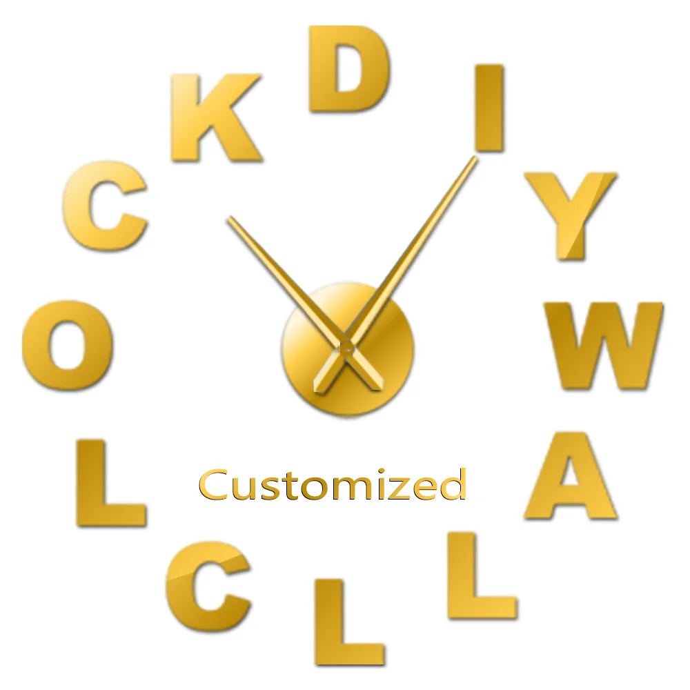 Tanie Nowoczesne dostosowane 3D akrylowe zegar ścienny diy zamów swój projekt N własne logo spersonalizowany rozmiar regulowany zestaw zegar dekoracyjny