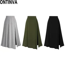 Асимметричные Высокие юбки средней длины с разрезом элегантные женские юбки с высокой эластичной талией 90s вязаная юбка Faldas модная женская одежда